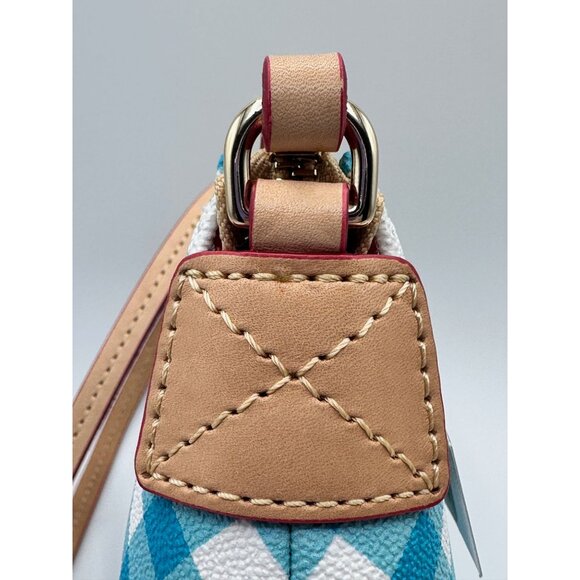 Dooney & Bourke Aqua Gingham and Vachetta Pouchette Crossbody Bag NWT *READ* - Picture 6 of 16